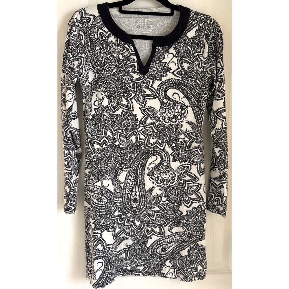 Coolibar Women's UPF 50+ Black White Floral Sundress Sun Protective Dress XS